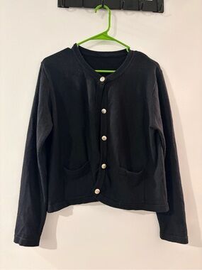 Classic Black Button-Front Cardigan